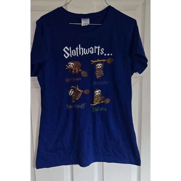 Harry Potter Slothwarts Sloth Shirt Unisex Top Funny Sloths Tee Blue Sz Medium M - Picture 3 of 9